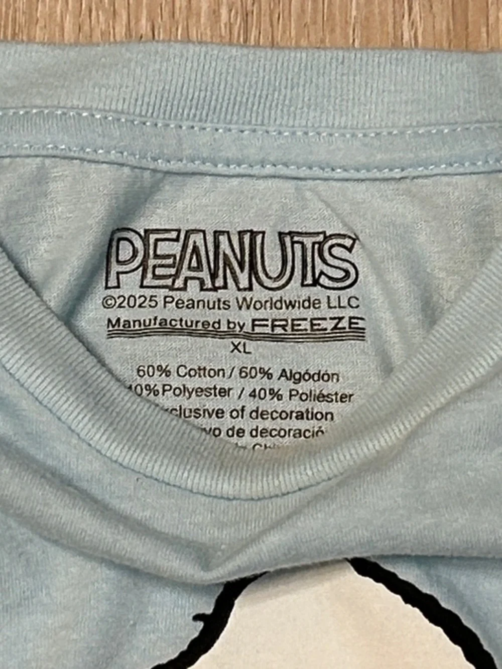 Peanuts Snoopy Light Blue Rainbow Sequin Star Bubble Girls Graphic Tee Sz XL